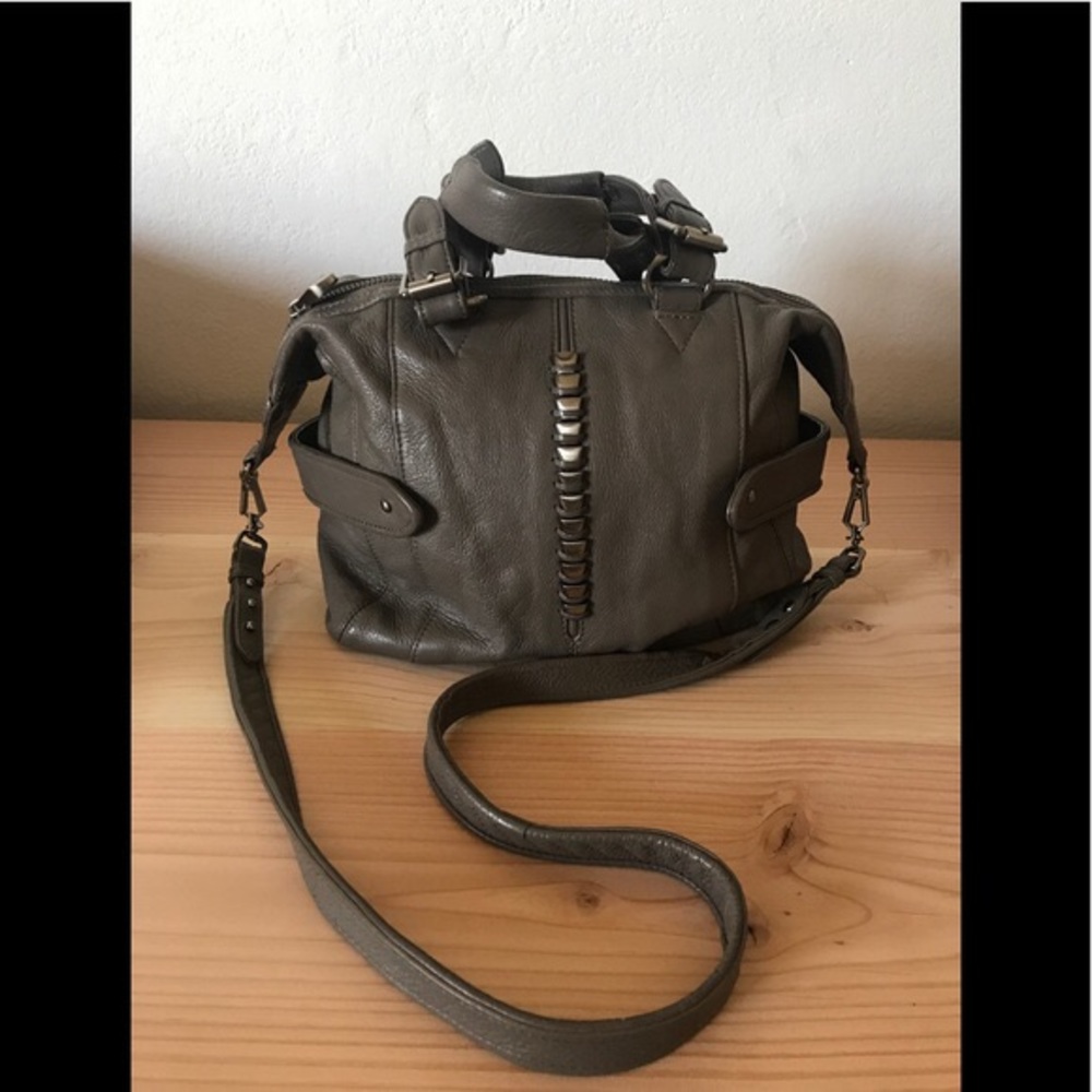 NWOT Pour La Victoire Taupe Leather Satchel Hand Bag